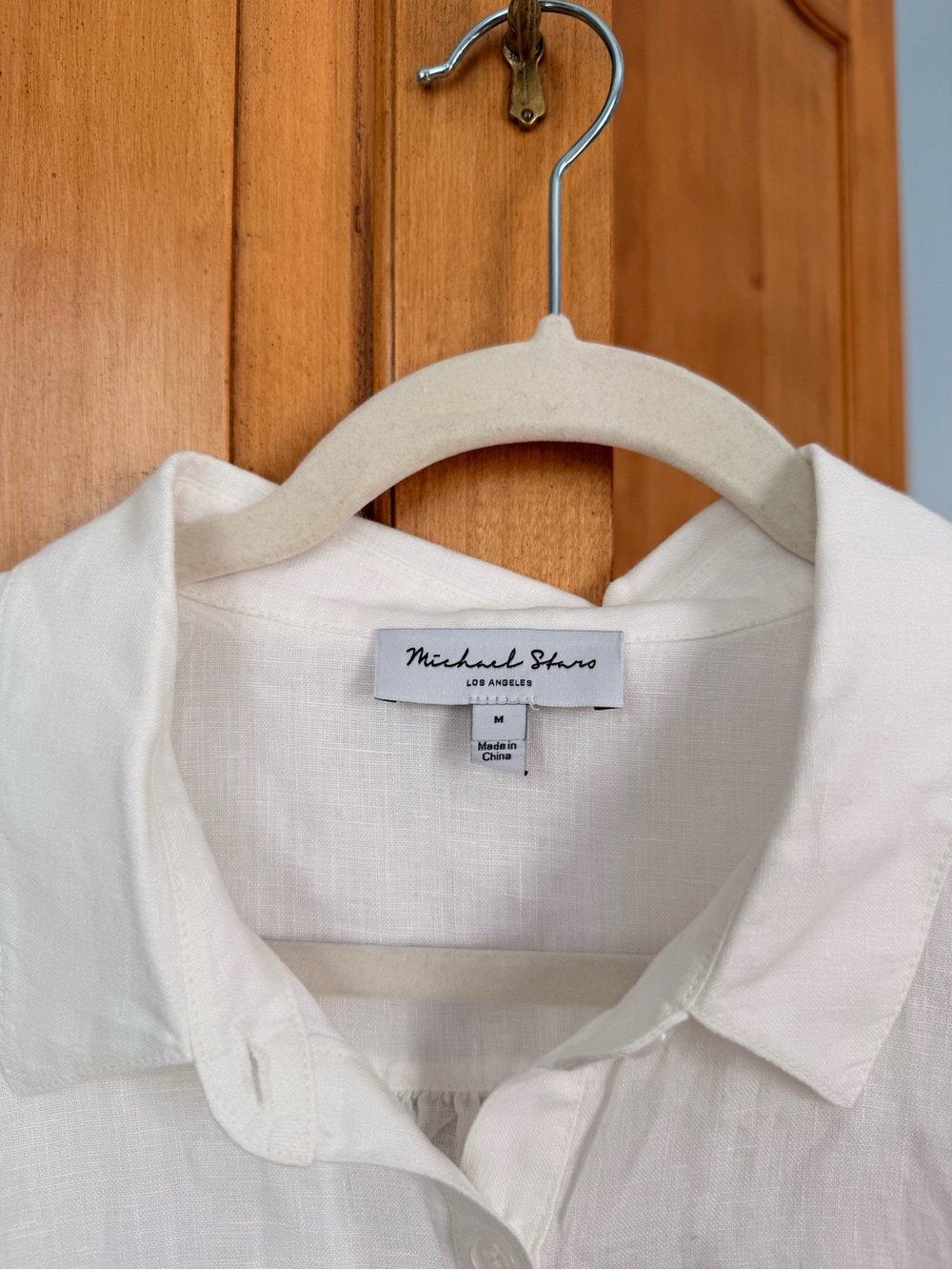 Michael Stars Charlie White 100% Linen Short-Sleeve Button Down Shirt M - Picture 3 of 9
